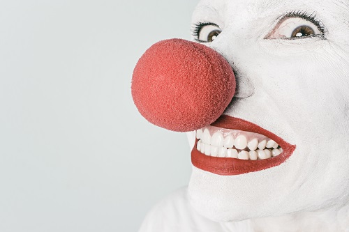 White face with clown nose; courtesy of gratisography.com