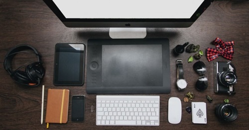 Lots of technology, but no fax machine on this desk.